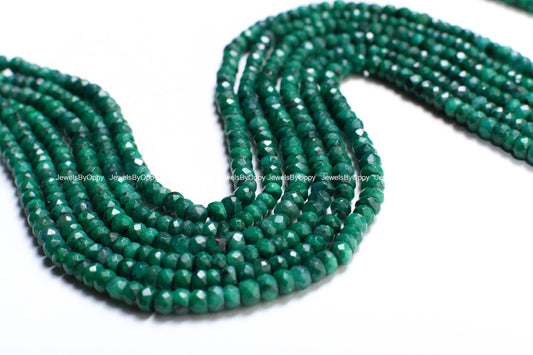 Genuine Emerald Faceted Rondelle 4-4.5mm Jewelry Making Gemstone Beads 13&quot; Strand, May birthstone