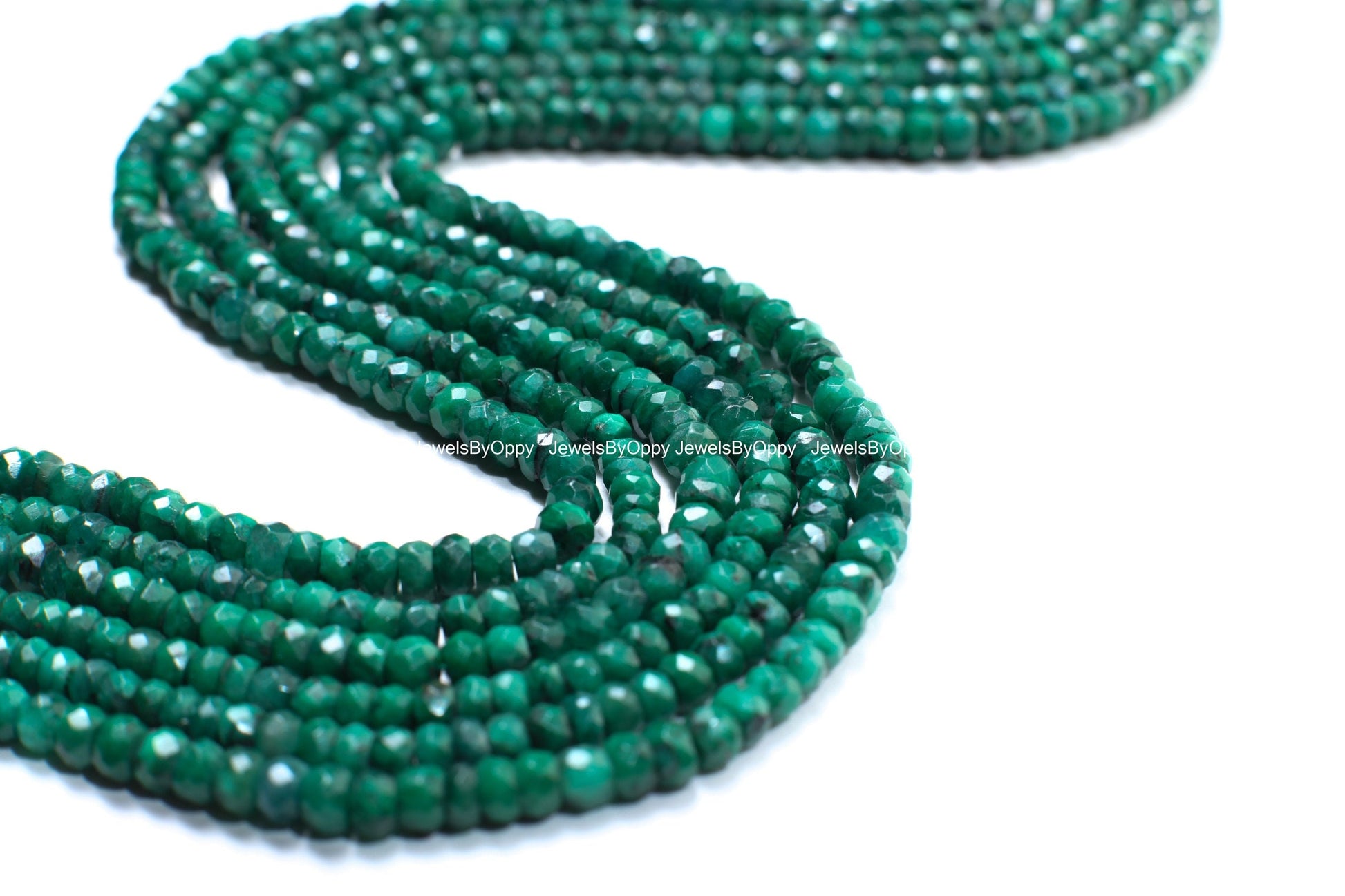 Genuine Emerald Faceted Rondelle 4-4.5mm Jewelry Making Gemstone Beads 13&quot; Strand, May birthstone