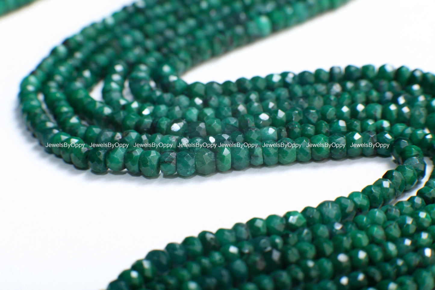 Genuine Emerald Faceted Rondelle 4-4.5mm Jewelry Making Gemstone Beads 13&quot; Strand, May birthstone