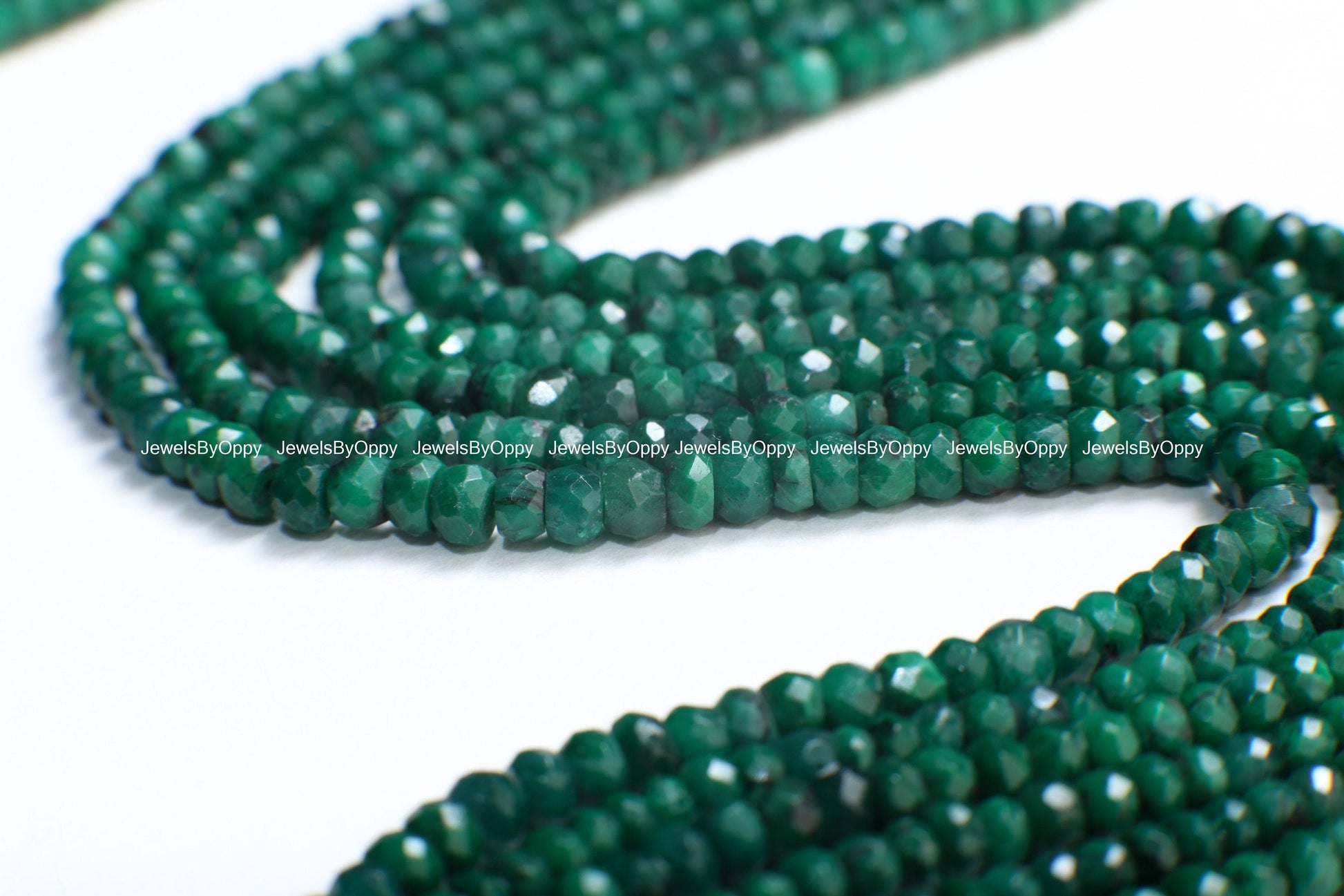 Genuine Emerald Faceted Rondelle 4-4.5mm Jewelry Making Gemstone Beads 13" Strand, May birthstone