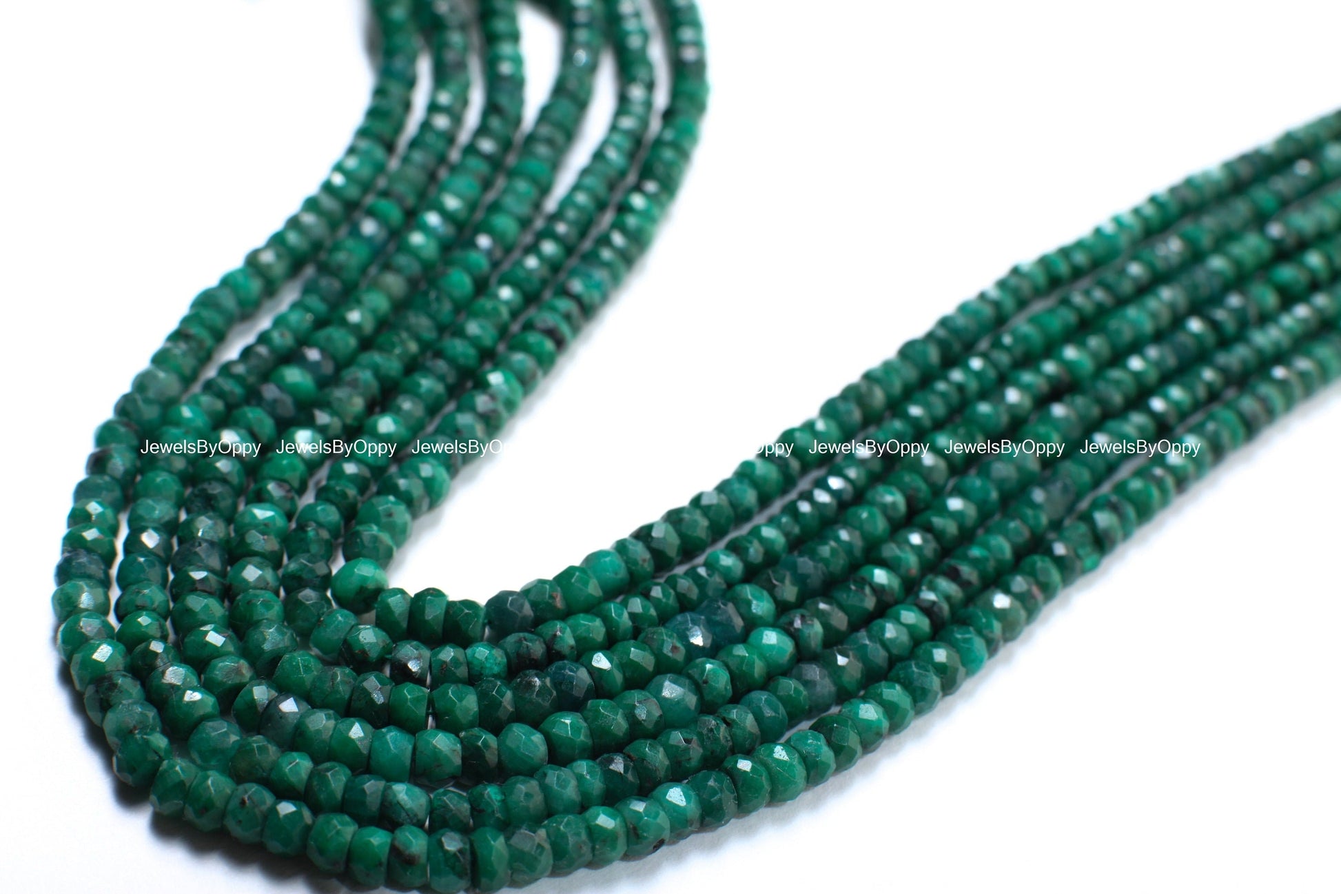 Genuine Emerald Faceted Rondelle 4-4.5mm Jewelry Making Gemstone Beads 13&quot; Strand, May birthstone