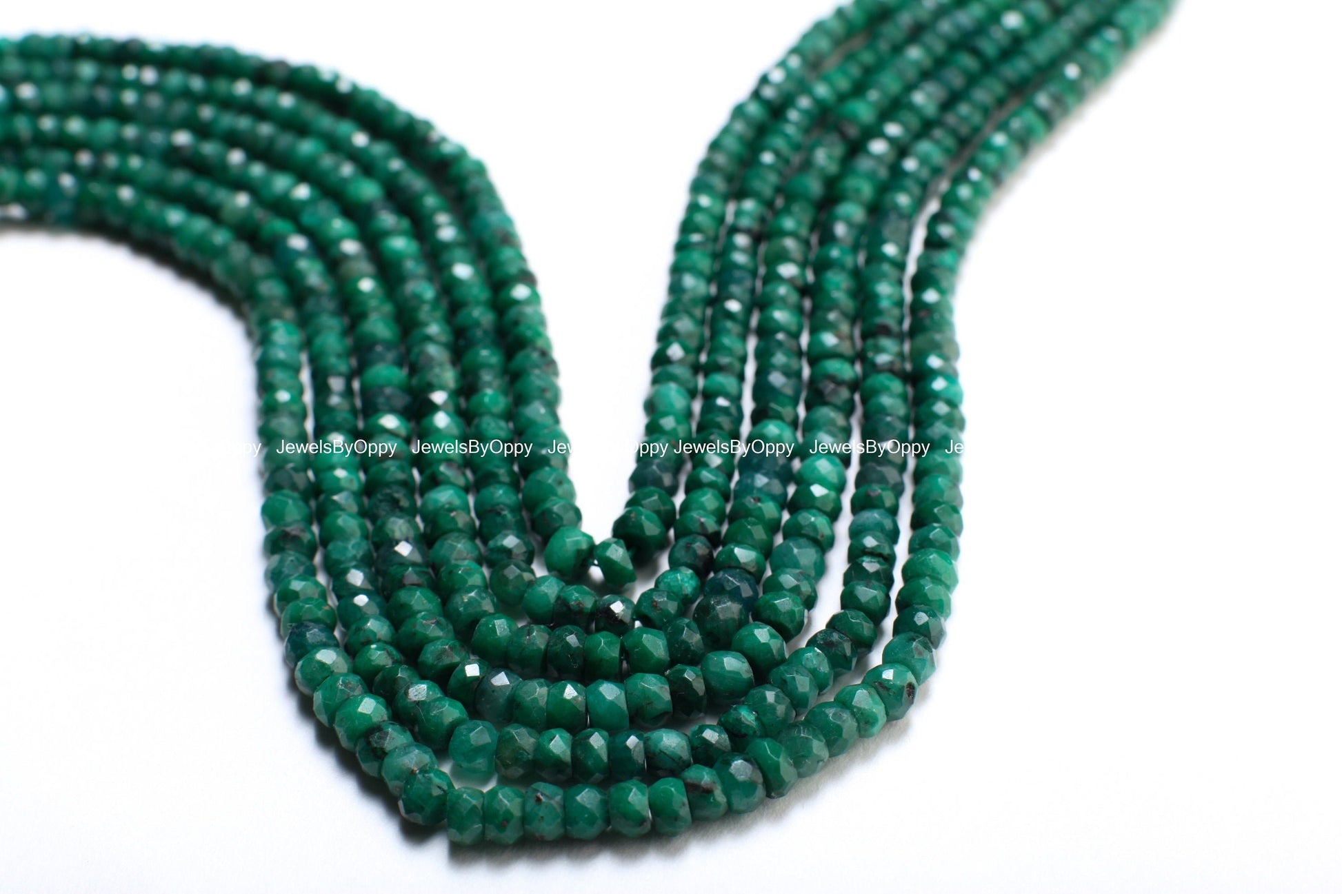 Genuine Emerald Faceted Rondelle 4-4.5mm Jewelry Making Gemstone Beads 13&quot; Strand, May birthstone