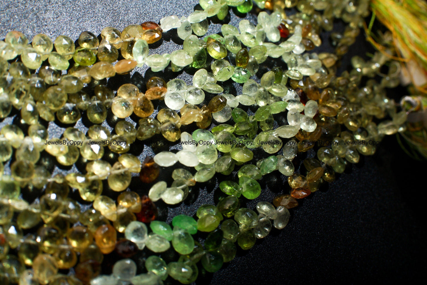 Natural Grossular Garnet, Green Garnet Shaded Faceted Heart Briolette 5-6mm Gemstone AAA rare Jewelry Making Beads, 3&quot;/7&quot; Strand