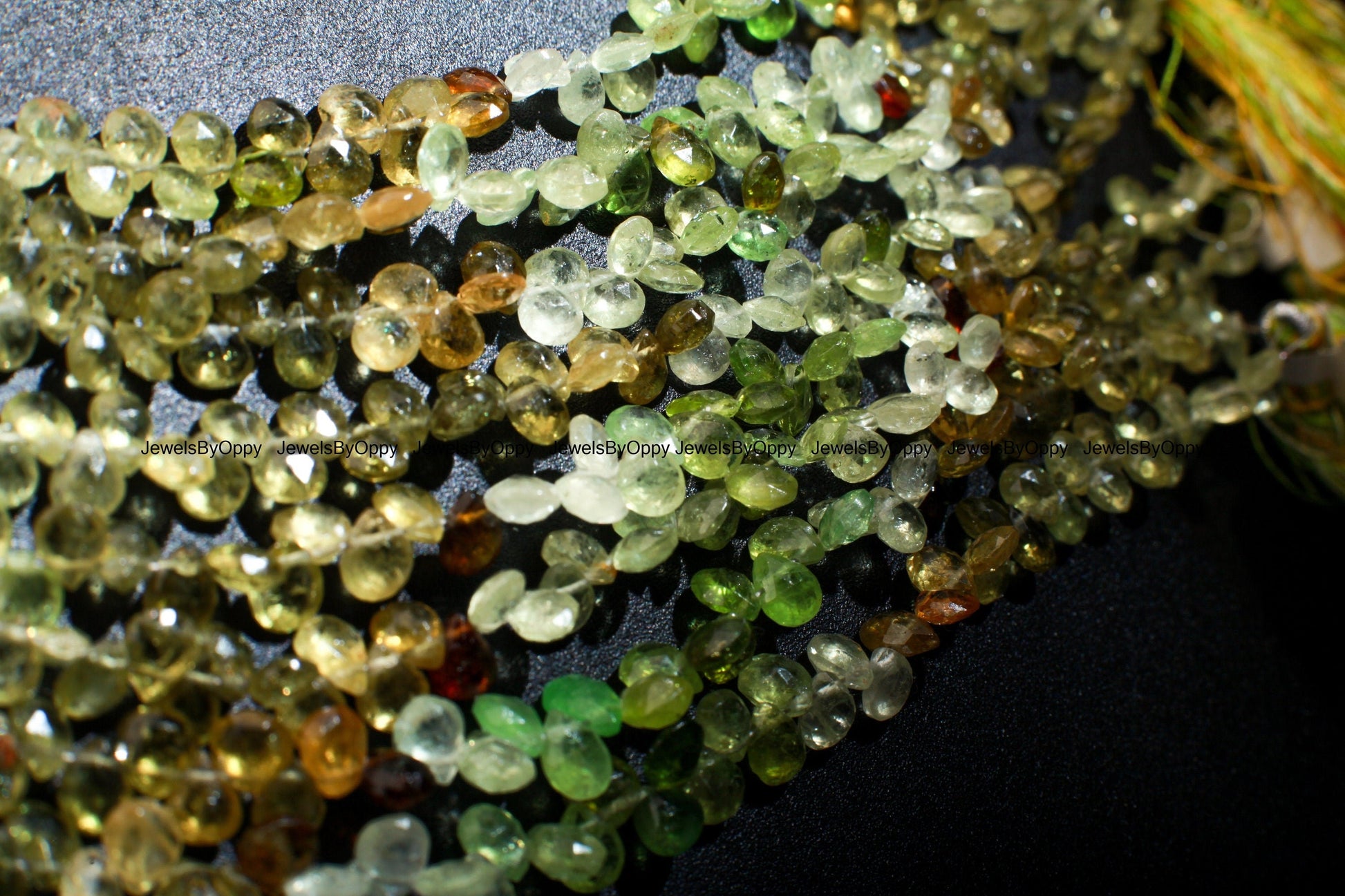 Natural Grossular Garnet, Green Garnet Shaded Faceted Heart Briolette 5-6mm Gemstone AAA rare Jewelry Making Beads, 3&quot;/7&quot; Strand