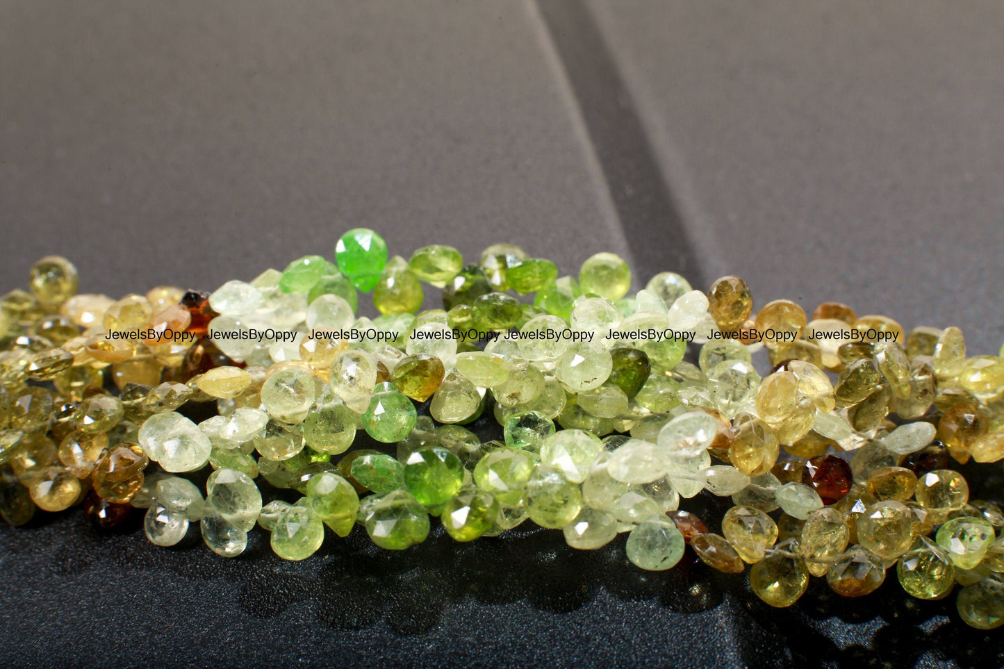 Natural Grossular Garnet, Green Garnet Shaded Faceted Heart Briolette 5-6mm Gemstone AAA rare Jewelry Making Beads, 3&quot;/7&quot; Strand