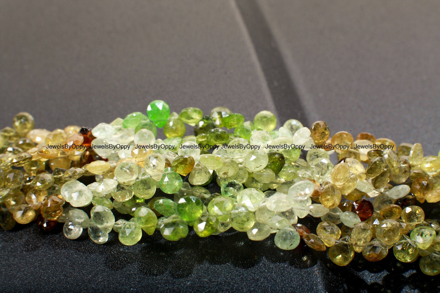 Natural Grossular Garnet, Green Garnet Shaded Faceted Heart Briolette 5-6mm Gemstone AAA rare Jewelry Making Beads, 3&quot;/7&quot; Strand