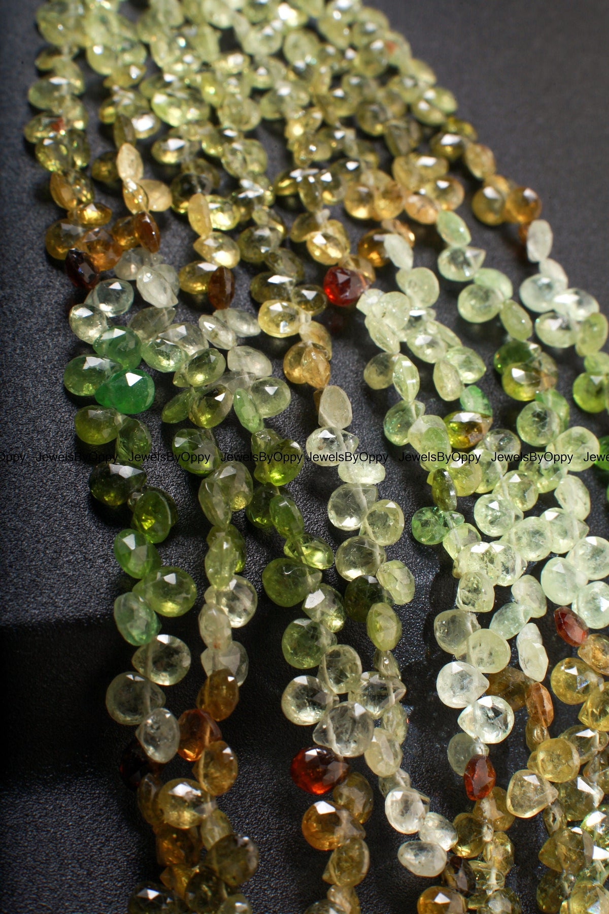 Natural Grossular Garnet, Green Garnet Shaded Faceted Heart Briolette 5-6mm Gemstone AAA rare Jewelry Making Beads, 3"/7" Strand