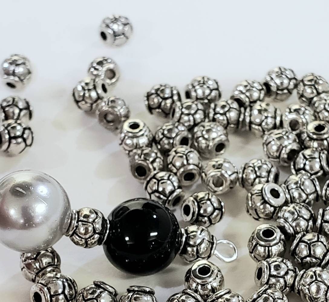 925 Sterling Silver bali 5mm spacer bead, heavy weight vintage handmade bali bead for jewelry making. Sell by 6 pcs set .