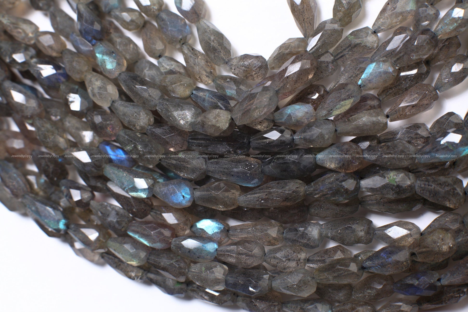 Natural Labradorite Briolette top to bottom drilled 5x7-6x11mm Micro Faceted Blue Flash Teardrop Labradorite Beads 13.5&quot; Strand