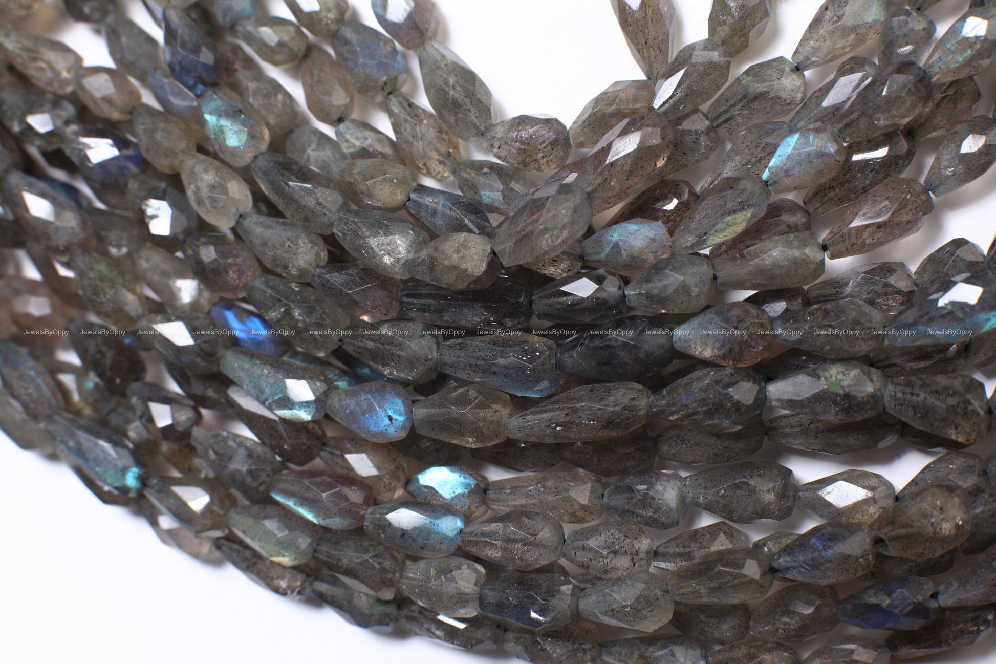 Natural Labradorite Briolette top to bottom drilled 5x7-6x11mm Micro Faceted Blue Flash Teardrop Labradorite Beads 13.5" Strand
