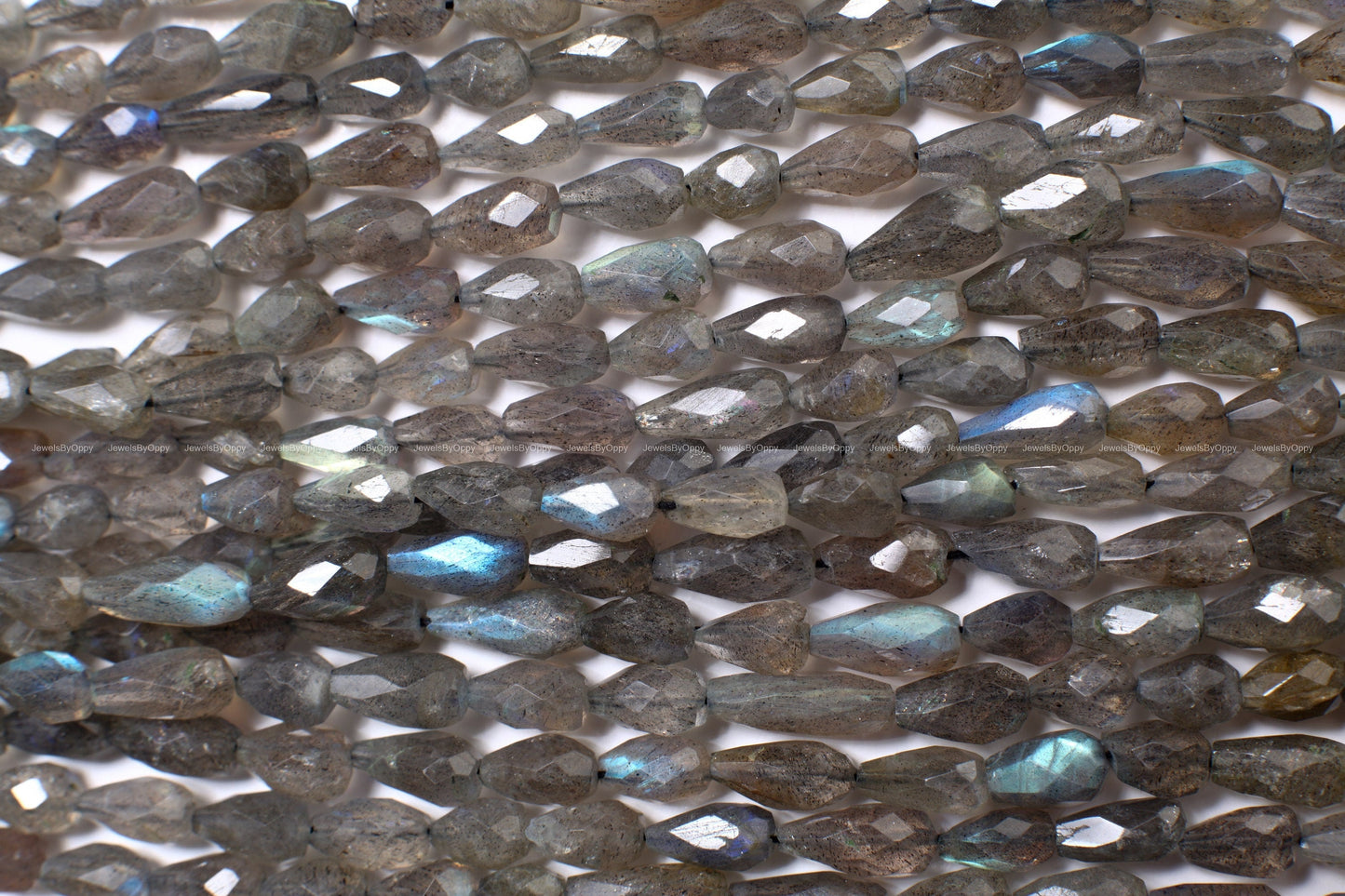 Natural Labradorite Briolette top to bottom drilled 5x7-6x11mm Micro Faceted Blue Flash Teardrop Labradorite Beads 13.5" Strand