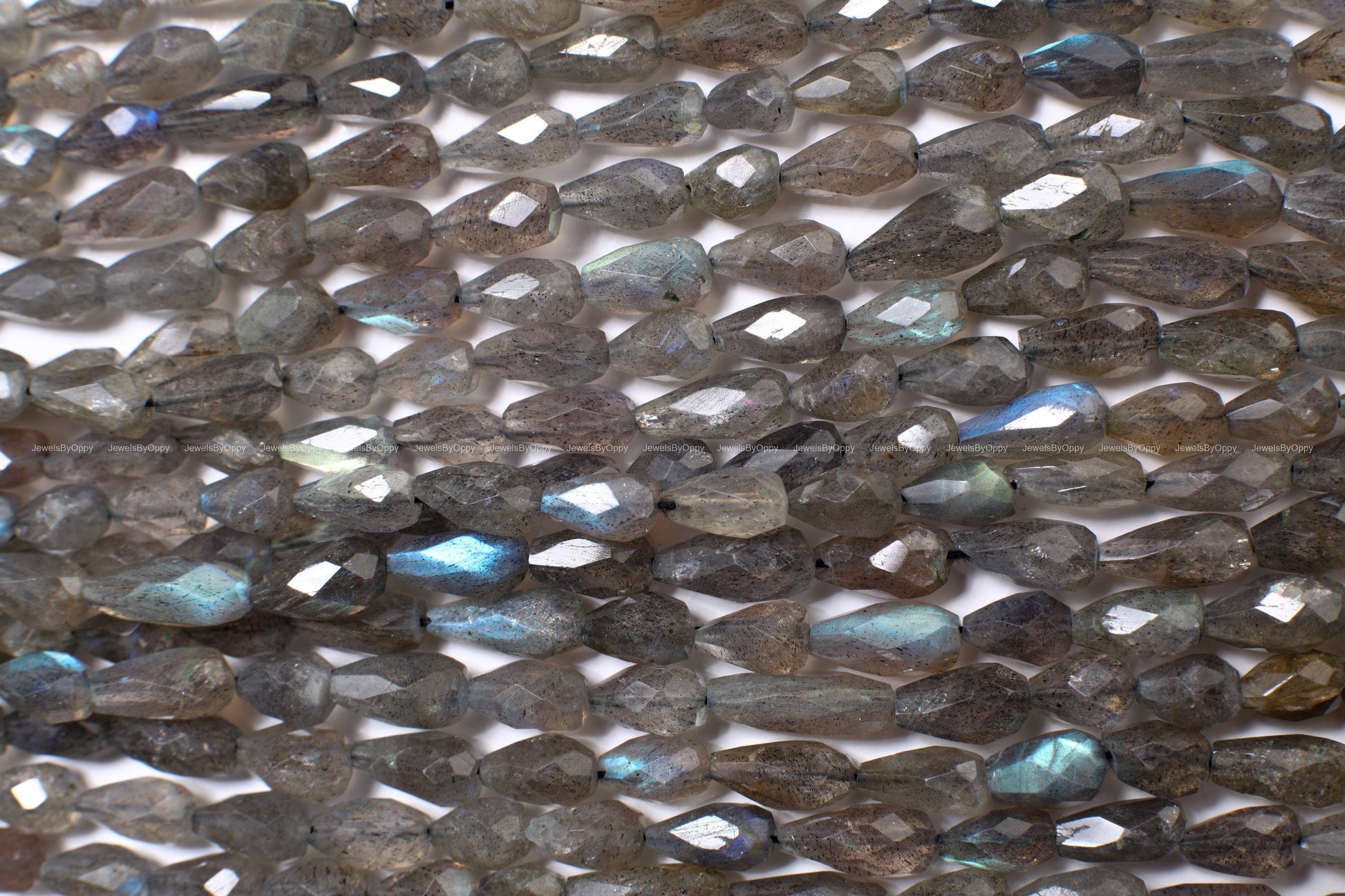 Natural Labradorite Briolette top to bottom drilled 5x7-6x11mm Micro Faceted Blue Flash Teardrop Labradorite Beads 13.5" Strand