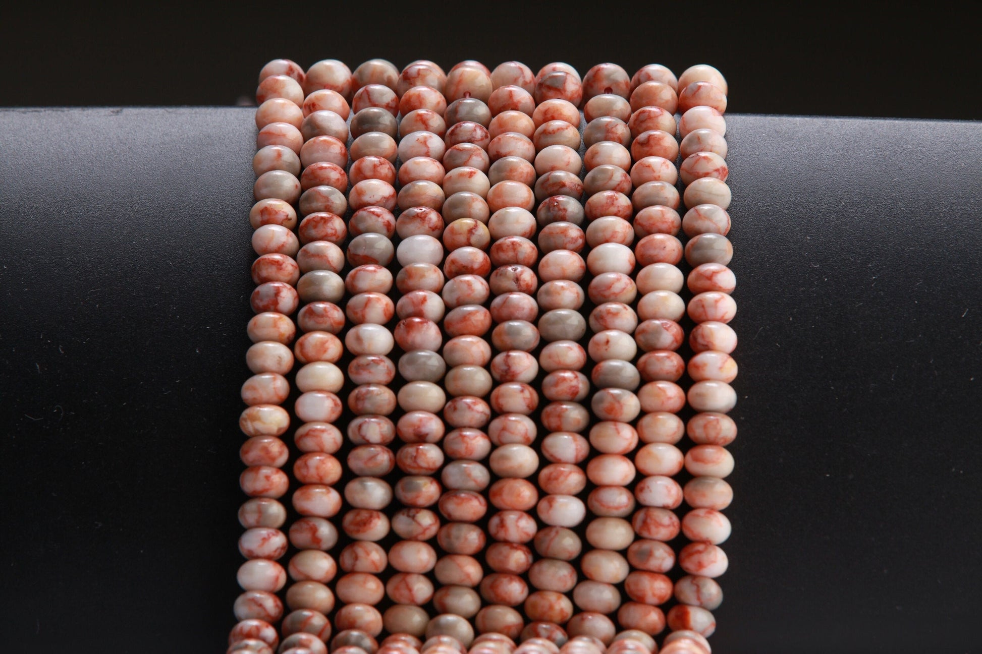 Natural Red Vein Jasper, Red Marble Jasper 8mm Roundel Beads
