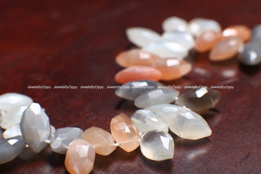 Multi Moonstone Faceted Oval Unique Marquise Shape 8x15mm