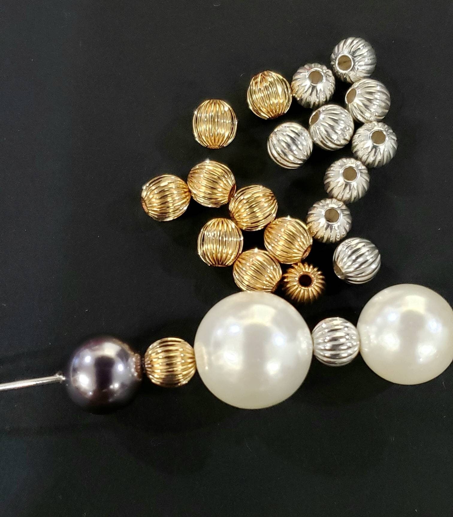 10 pcs 5mm corrugated round Fluted bead 925 sterling silver and 14k gold filled, Made in USA high quality jewelry making spacer bead .