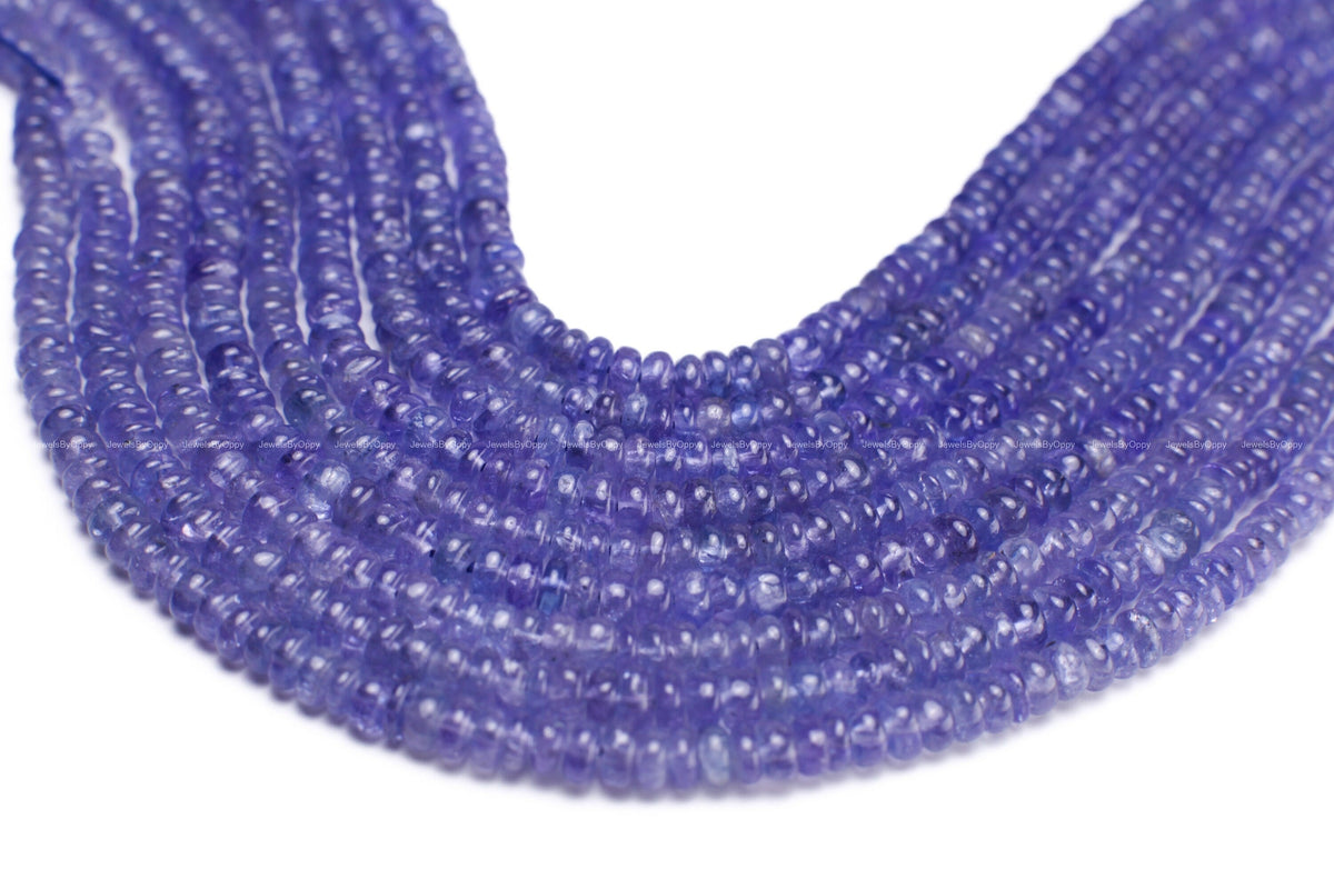 Natural Tanzanite 4mm Smooth Rondelle Gemstone Violet Blue Beads DIY Jewelry Making 12" Strand, AAA Quality