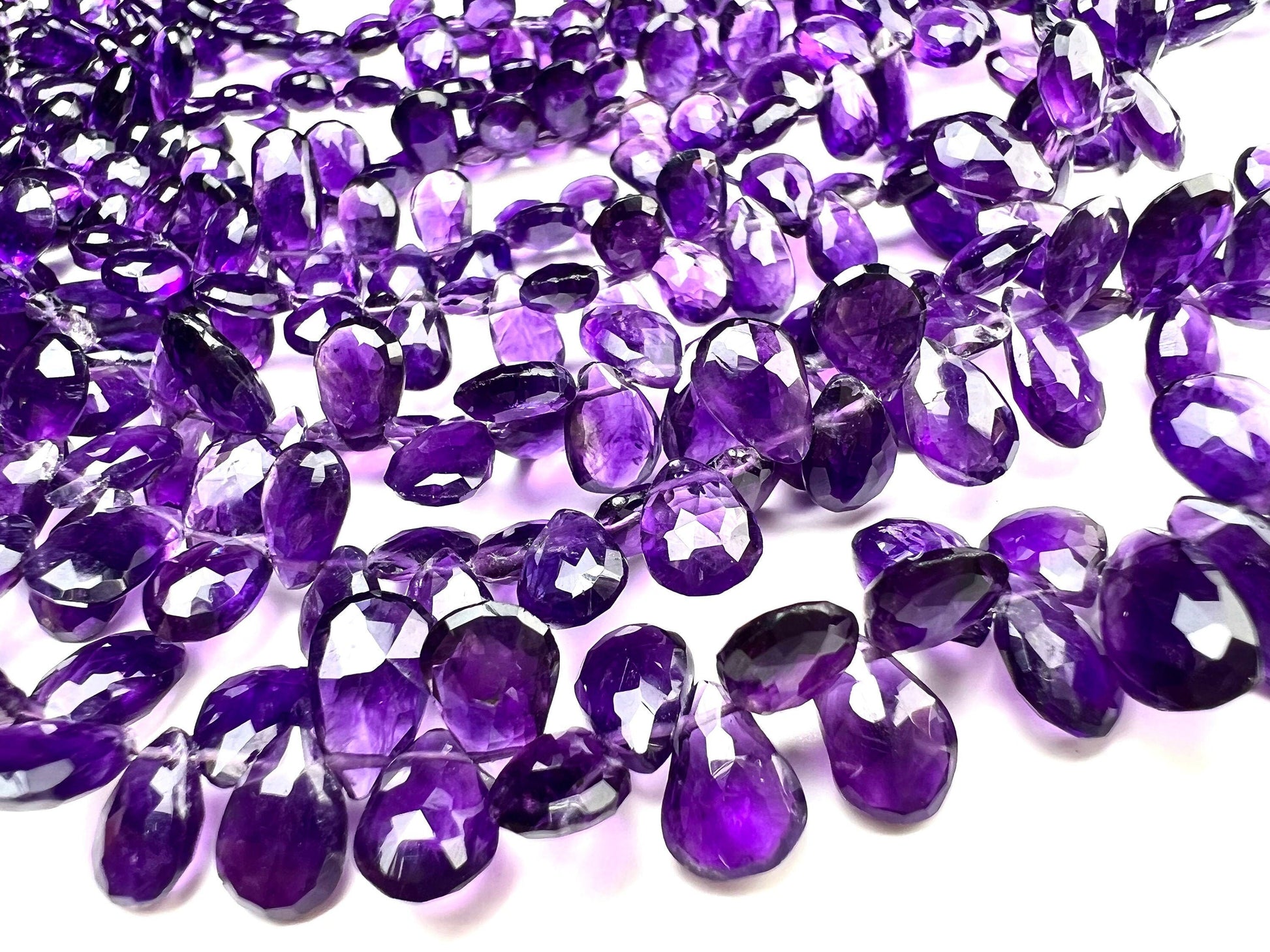 Natural Amethyst Faceted Drop 5x7-8mm and 6x8-9.5mm Pear Drop AAA quality, for Jewelry Making DIY Gemstone Beads. 10, 20, 30 pcs