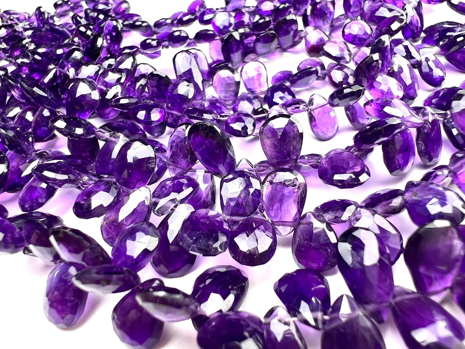Natural Amethyst Faceted Drop 5x7-8mm and 6x8-9.5mm Pear Drop AAA quality, for Jewelry Making DIY Gemstone Beads. 10, 20, 30 pcs