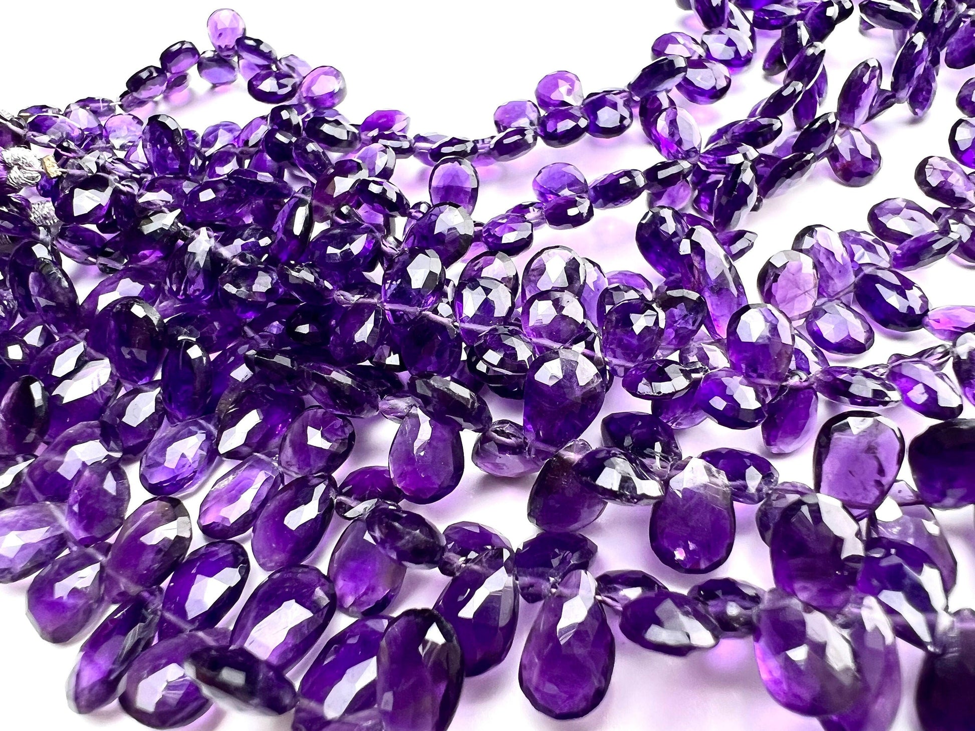 Natural Amethyst Faceted Drop 5x7-8mm and 6x8-9.5mm Pear Drop AAA quality, for Jewelry Making DIY Gemstone Beads. 10, 20, 30 pcs