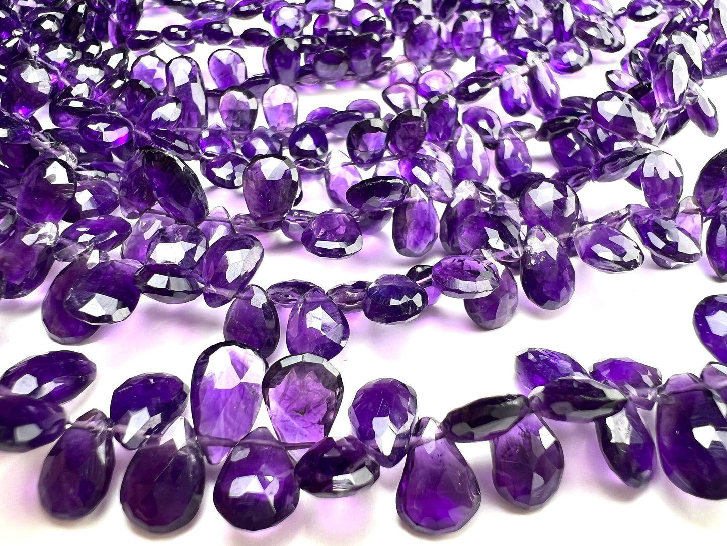 Natural Amethyst Faceted Drop 5x7-8mm and 6x8-9.5mm Pear Drop AAA quality, for Jewelry Making DIY Gemstone Beads. 10, 20, 30 pcs