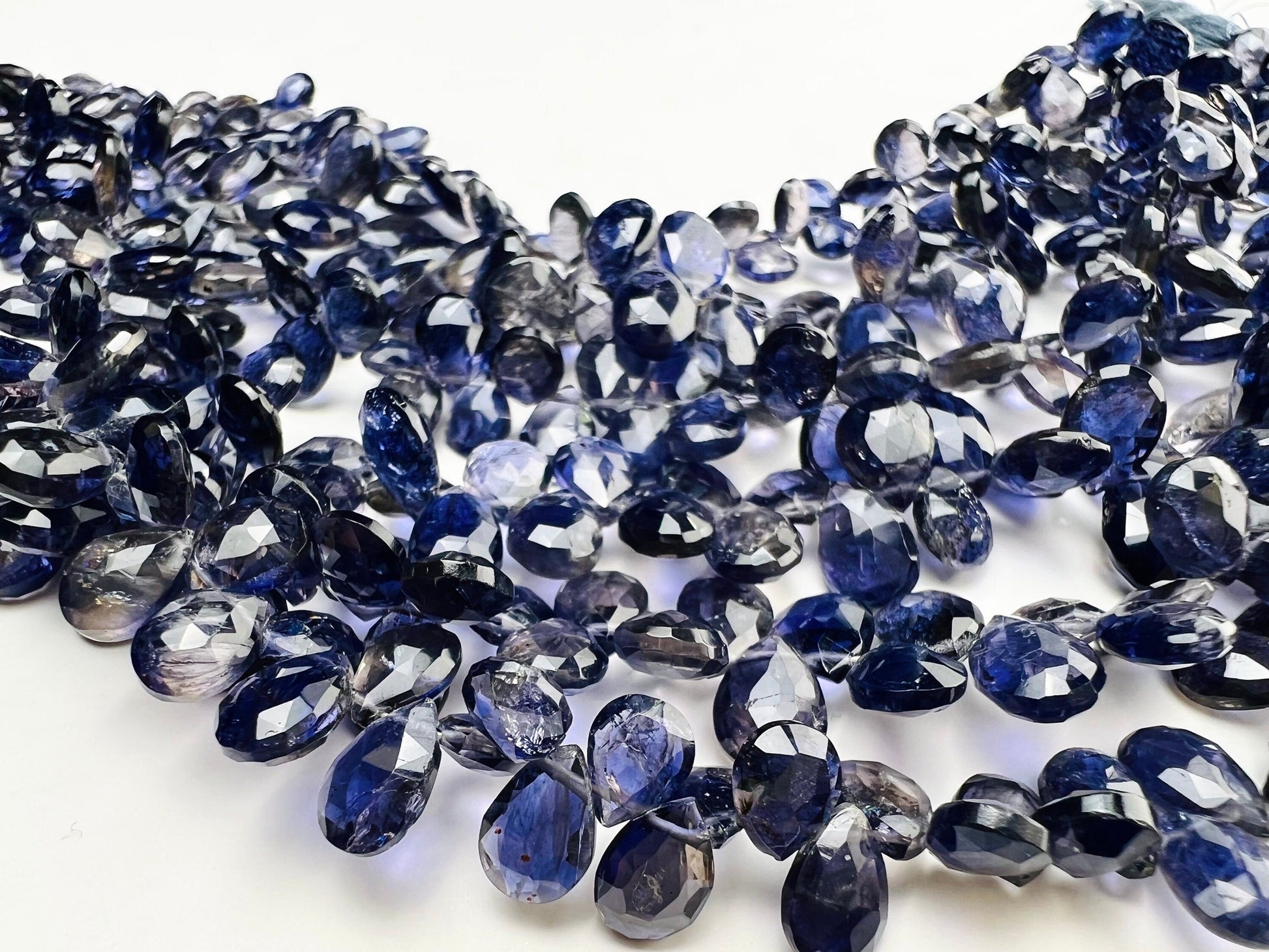 Genuine Iolite Faceted pear Drop Briolette 5.5-6x8-9.5mm Beautiful Rare Gemstone for Jewelry Making Beads,10,20,30pcs or 8” full st 70 pcs.