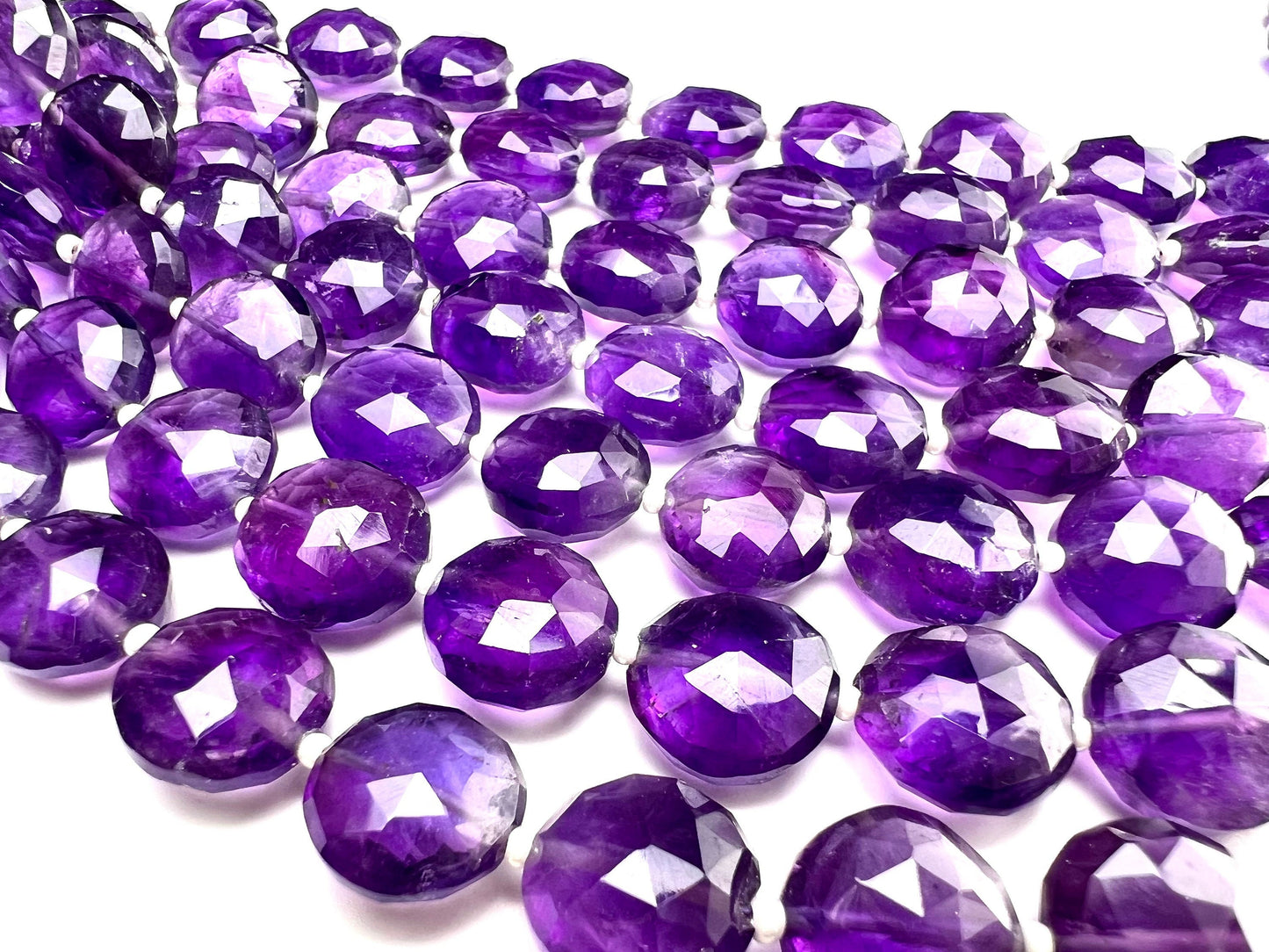 Natural Amethyst Faceted Dime shape 10.5-11.5mm.thickness 5.5-6.5mm AAA quality for Jewelry Making DIY Gemstone Beads . 7” strand 15 pcs