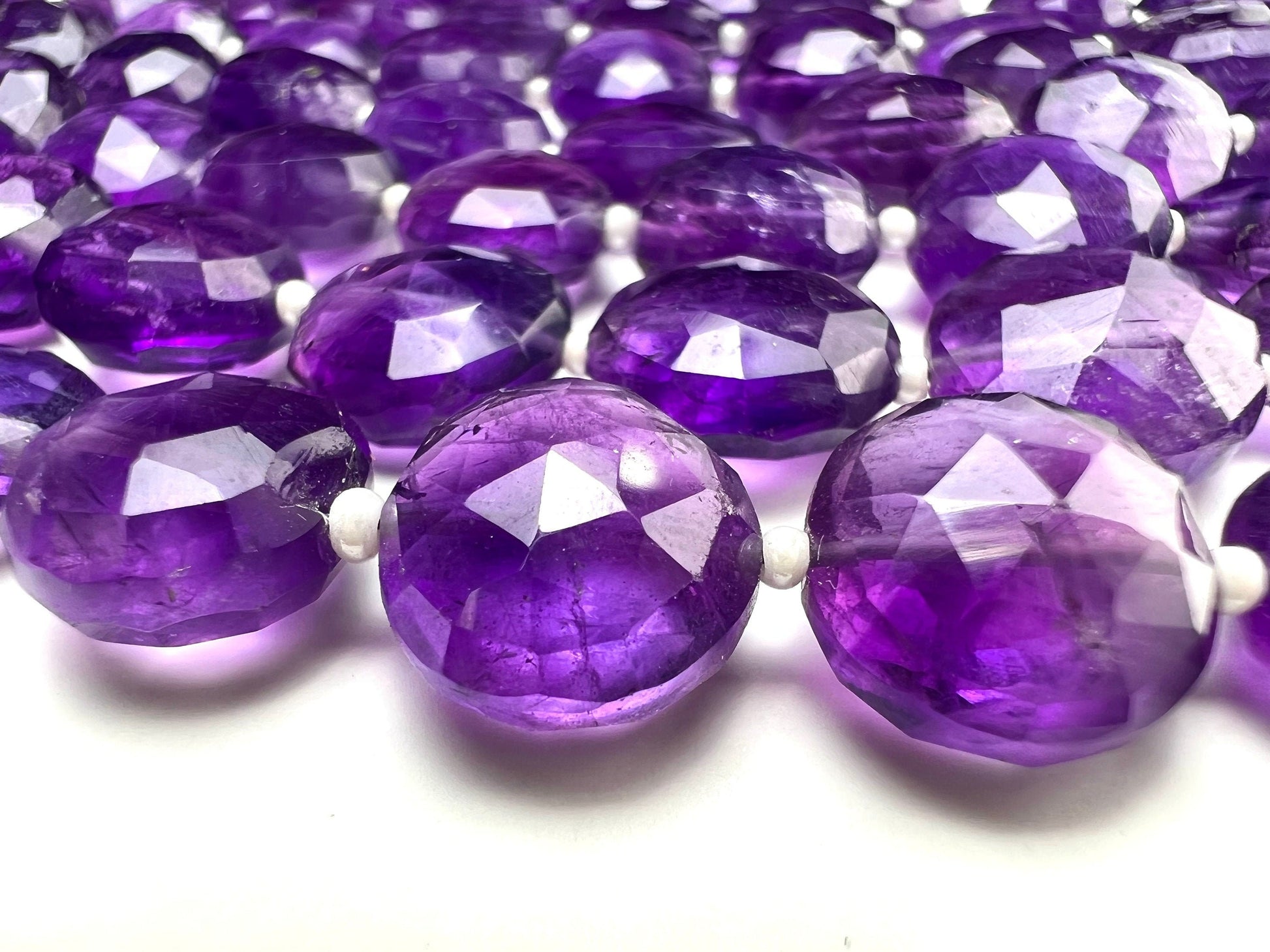 Natural Amethyst Faceted Dime shape 10.5-11.5mm.thickness 5.5-6.5mm AAA quality for Jewelry Making DIY Gemstone Beads . 7” strand 15 pcs