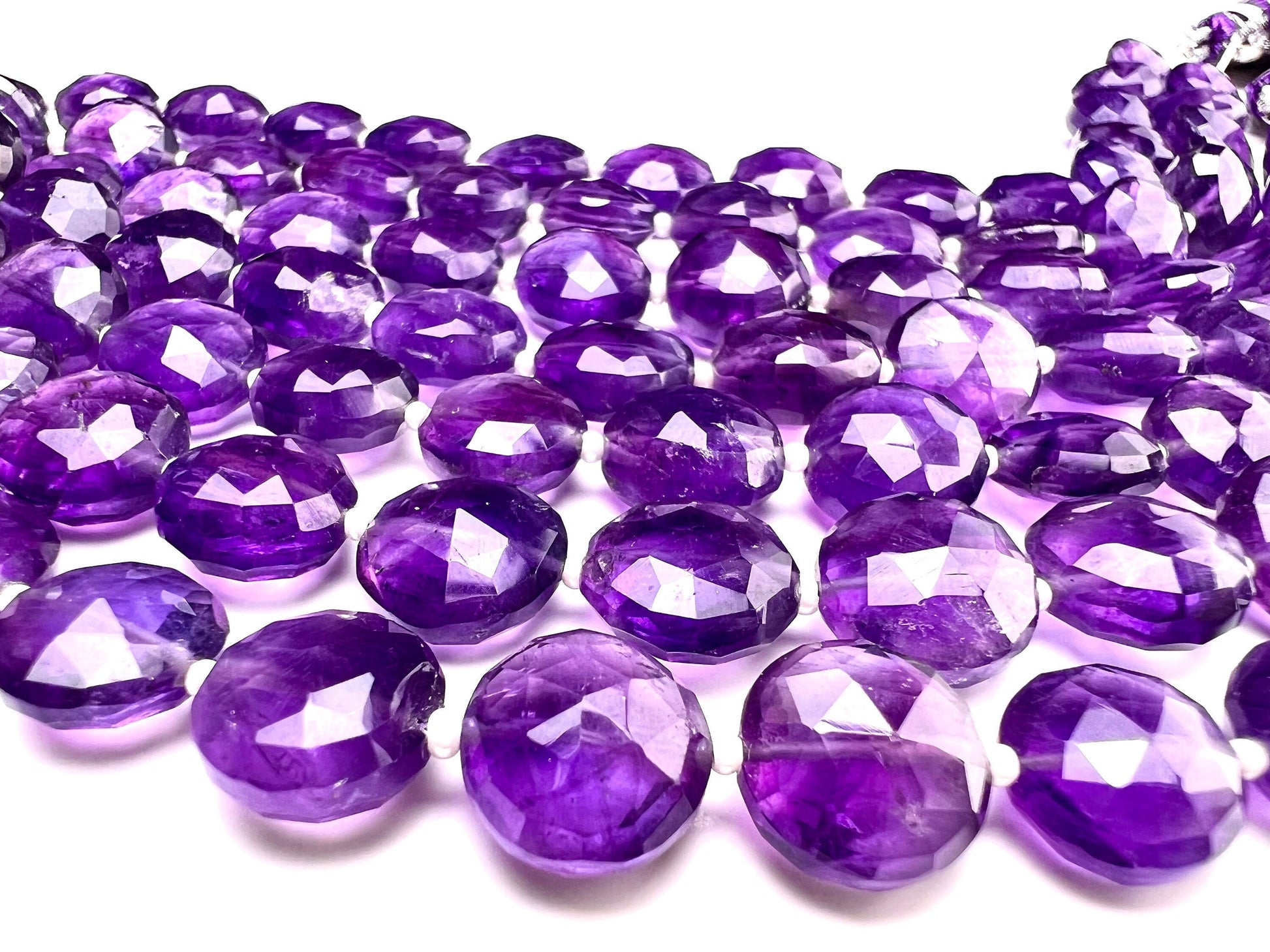 Natural Amethyst Faceted Dime shape 10.5-11.5mm.thickness 5.5-6.5mm AAA quality for Jewelry Making DIY Gemstone Beads . 7” strand 15 pcs