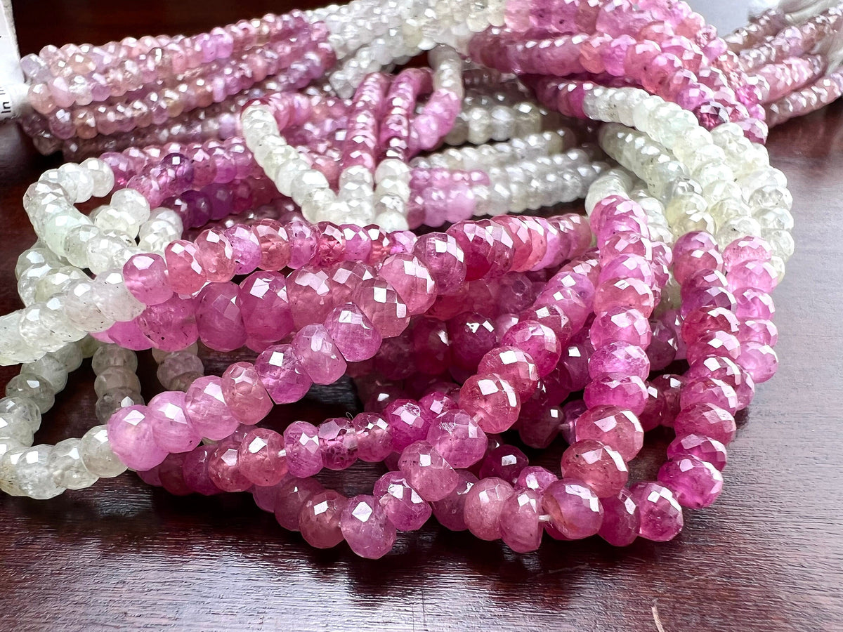 Natural Multi Sapphire 4-6mm Faceted Roundel Gemstone Jewelry making Beads in 7"/14" Strand, High Quality natural Umba sapphire beads .