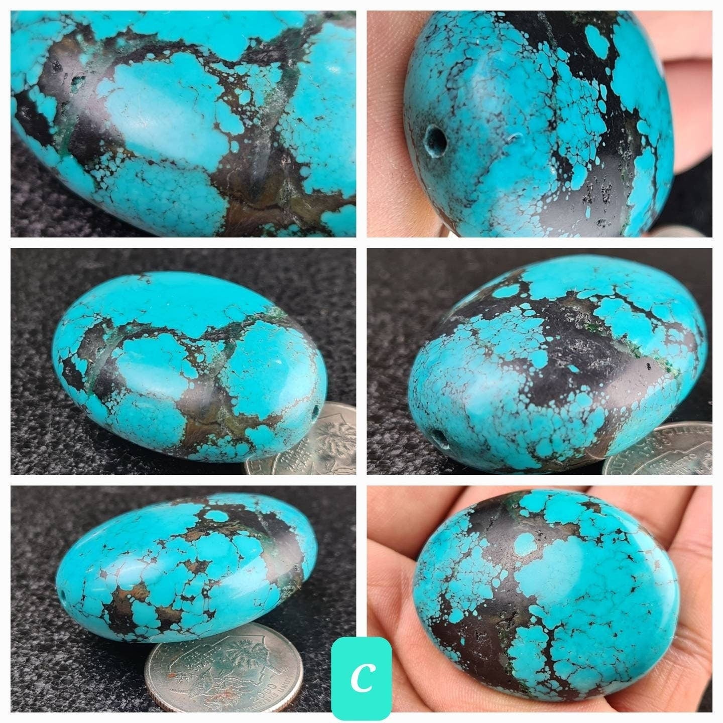 Natural Turquoise Pebble, AAA Tibetan Spiderweb Blue Turquoise, Jewelry Focal, Pendant, Palm Stone, Pocket Stone, Collection, Healing