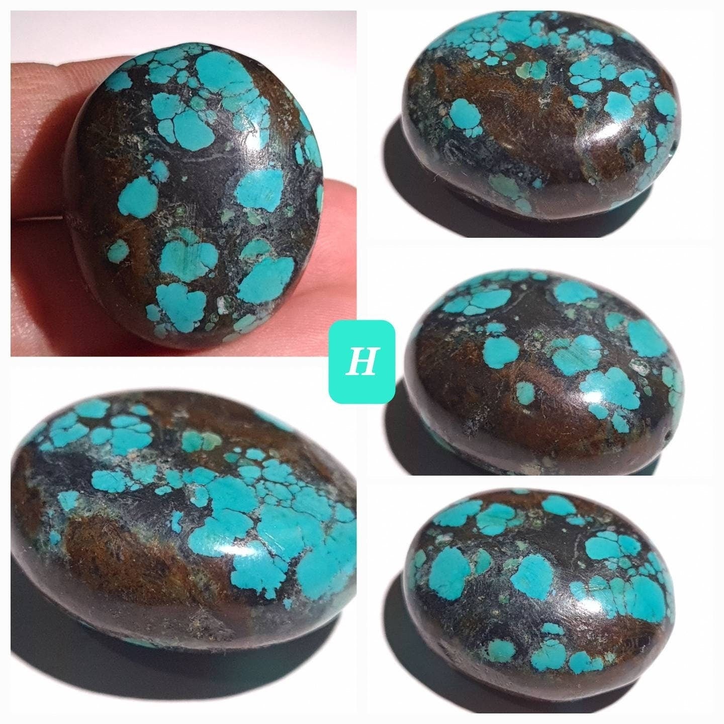 Natural Turquoise Pebble, AAA Tibetan Spiderweb Blue Turquoise, Jewelry Focal, Pendant, Palm Stone, Pocket Stone, Collection, Healing