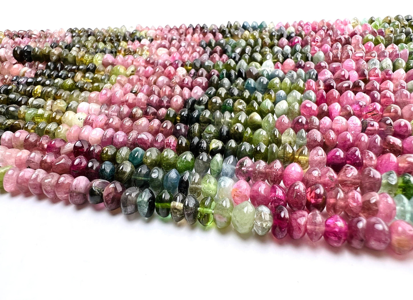 Natural Multi Watermelon Tourmaline 5mm raw freeform smooth Saucer shape beads Jewelry Making, healing Beads 7”, 14” St
