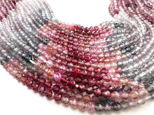 Natural Multi Spinel Shaded Round 1.5,1.8,2mm AAA Micro Cut Faceted Jewelry Making Gemstone Beads 12.5&quot;