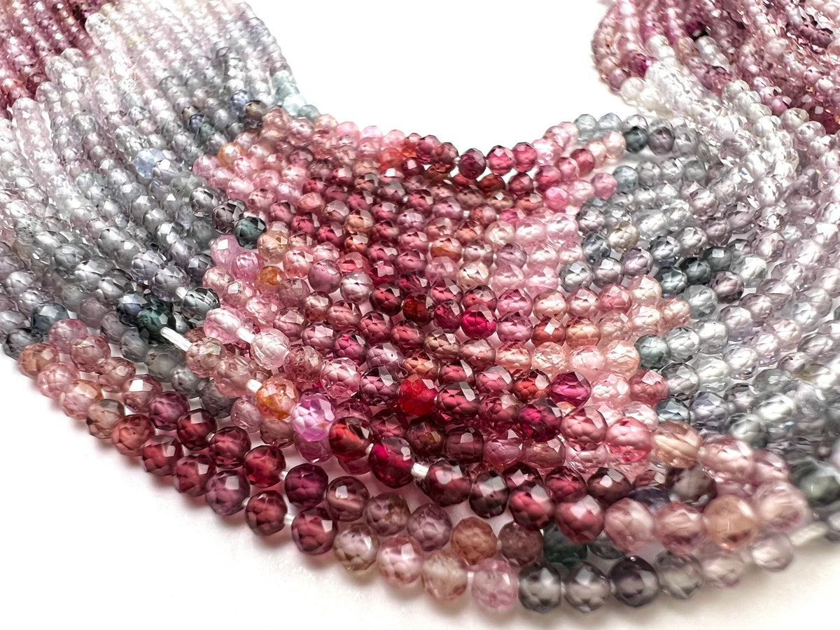 Natural Multi Spinel Shaded Round 1.5,1.8,2mm AAA Micro Cut Faceted Jewelry Making Gemstone Beads 12.5"