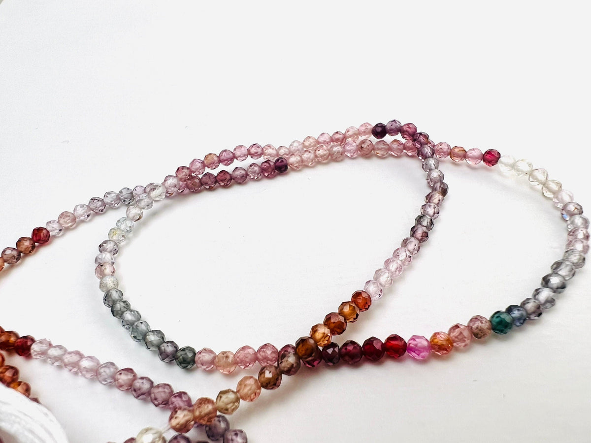 Natural Multi Spinel Shaded Round 1.5,1.8,2mm AAA Micro Cut Faceted Jewelry Making Gemstone Beads 12.5"