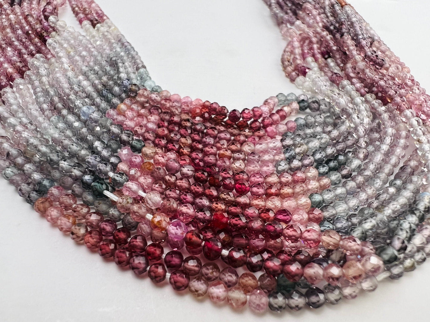 Natural Multi Spinel Shaded Round 1.5,1.8,2mm AAA Micro Cut Faceted Jewelry Making Gemstone Beads 12.5"