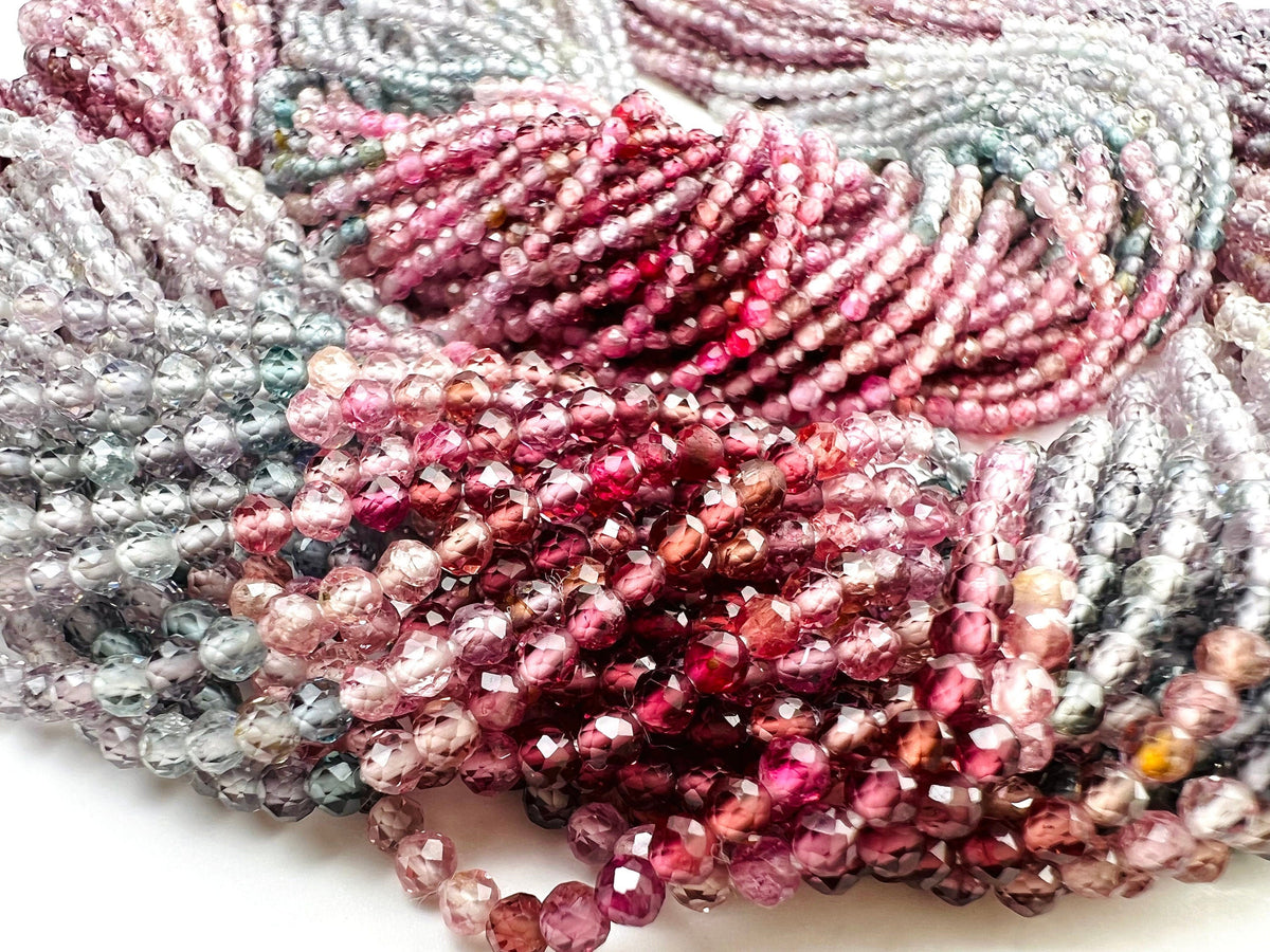 Natural Multi Spinel Shaded Round 1.5,1.8,2mm AAA Micro Cut Faceted Jewelry Making Gemstone Beads 12.5"