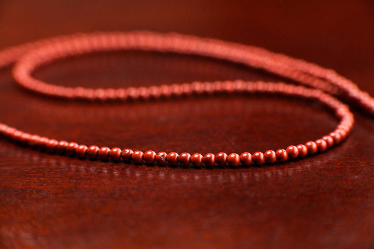 Natural Red Jasper 2mm Smooth Round Choker Layering Necklace, Handmade, Energy, Minimalist, Gift