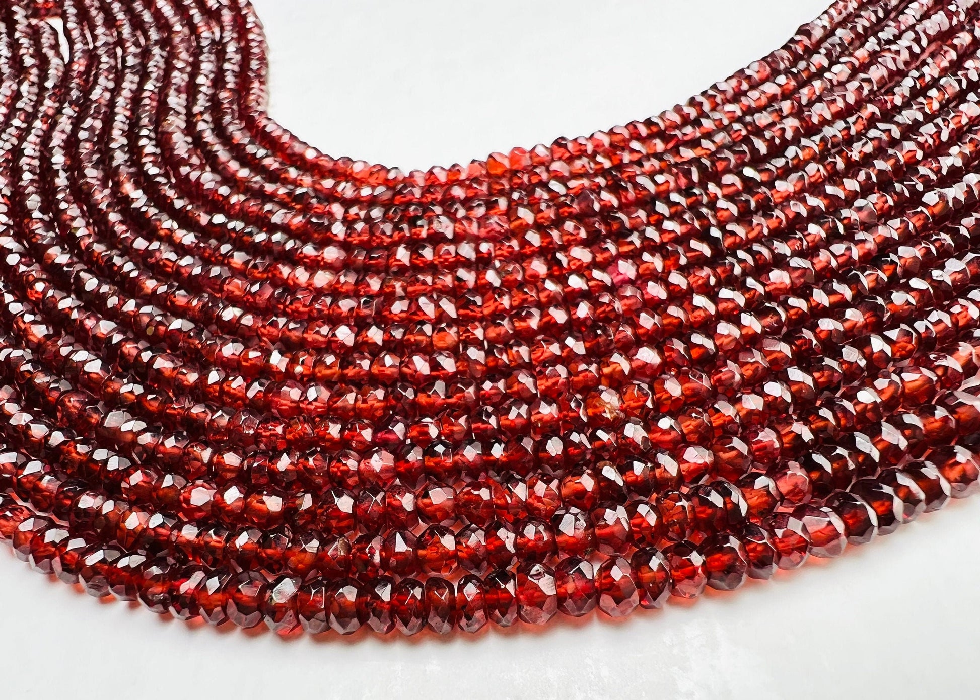 Mozambique Garnet 3.5-4mm Faceted Rondelle, Merlot Dark Red Jewelry Making Gemstone Beads, Rare, Beautiful Gemstone 12.75&quot; strand