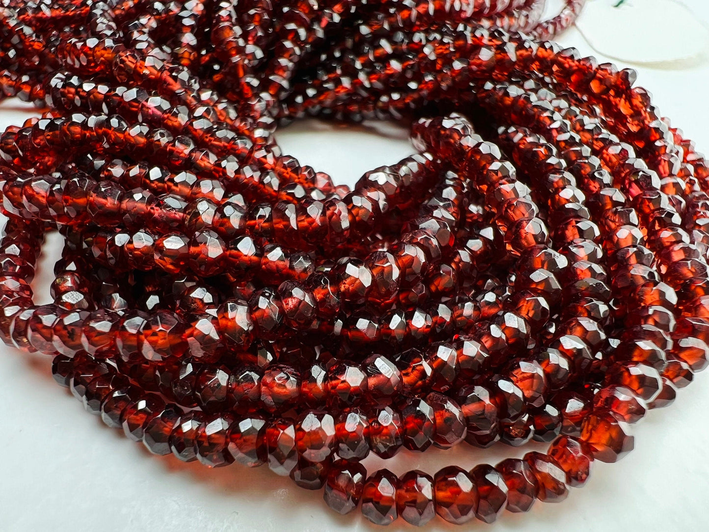 Mozambique Garnet 3.5-4mm Faceted Rondelle, Merlot Dark Red Jewelry Making Gemstone Beads, Rare, Beautiful Gemstone 12.75&quot; strand