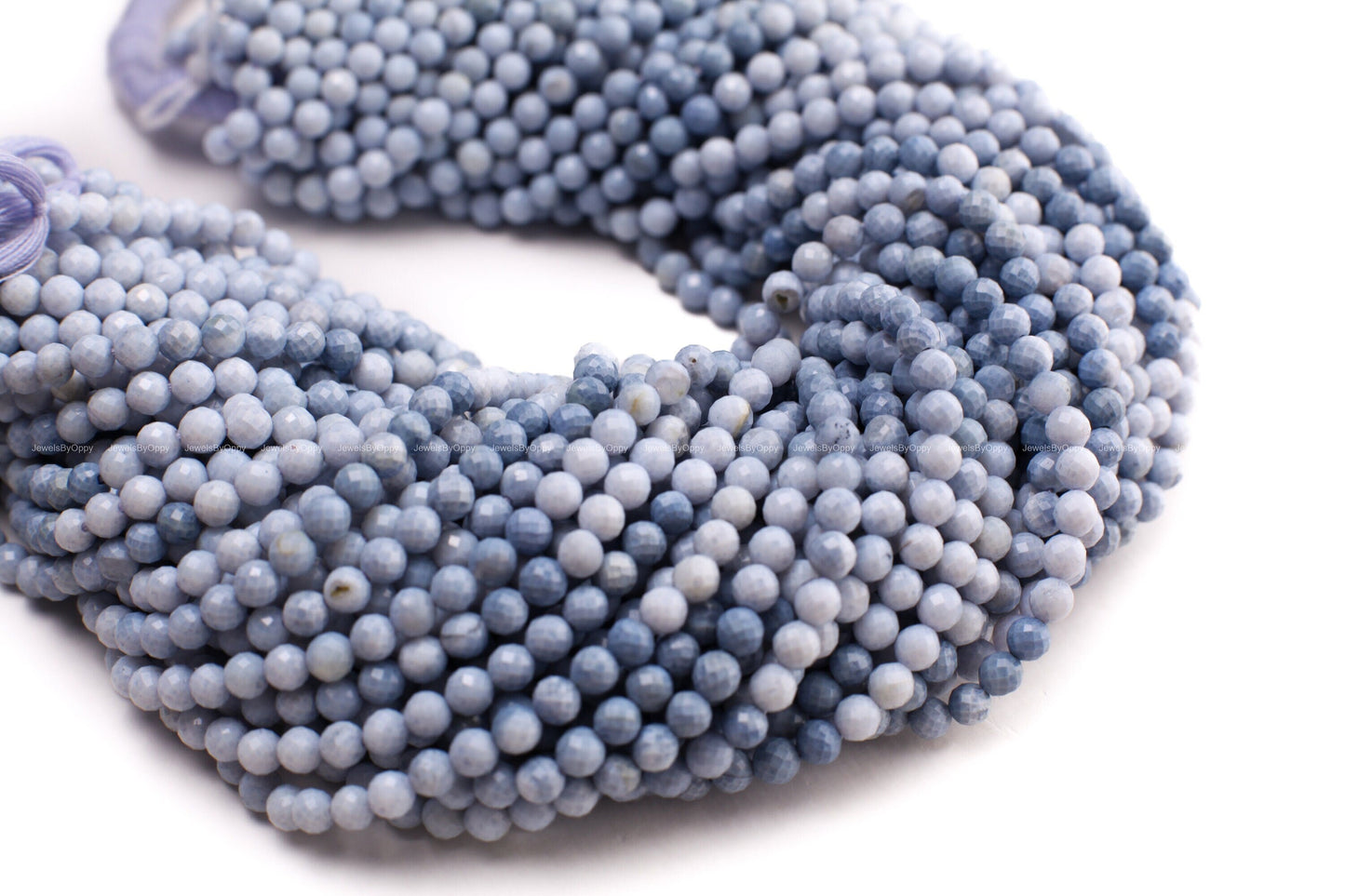 Blue Opal Round, Natural Shaded Peruvian blue Opal Faceted 4mm Round Jewelry Making Gemstone Beads 12.25” Strand, Boulder blue Andean Opal .