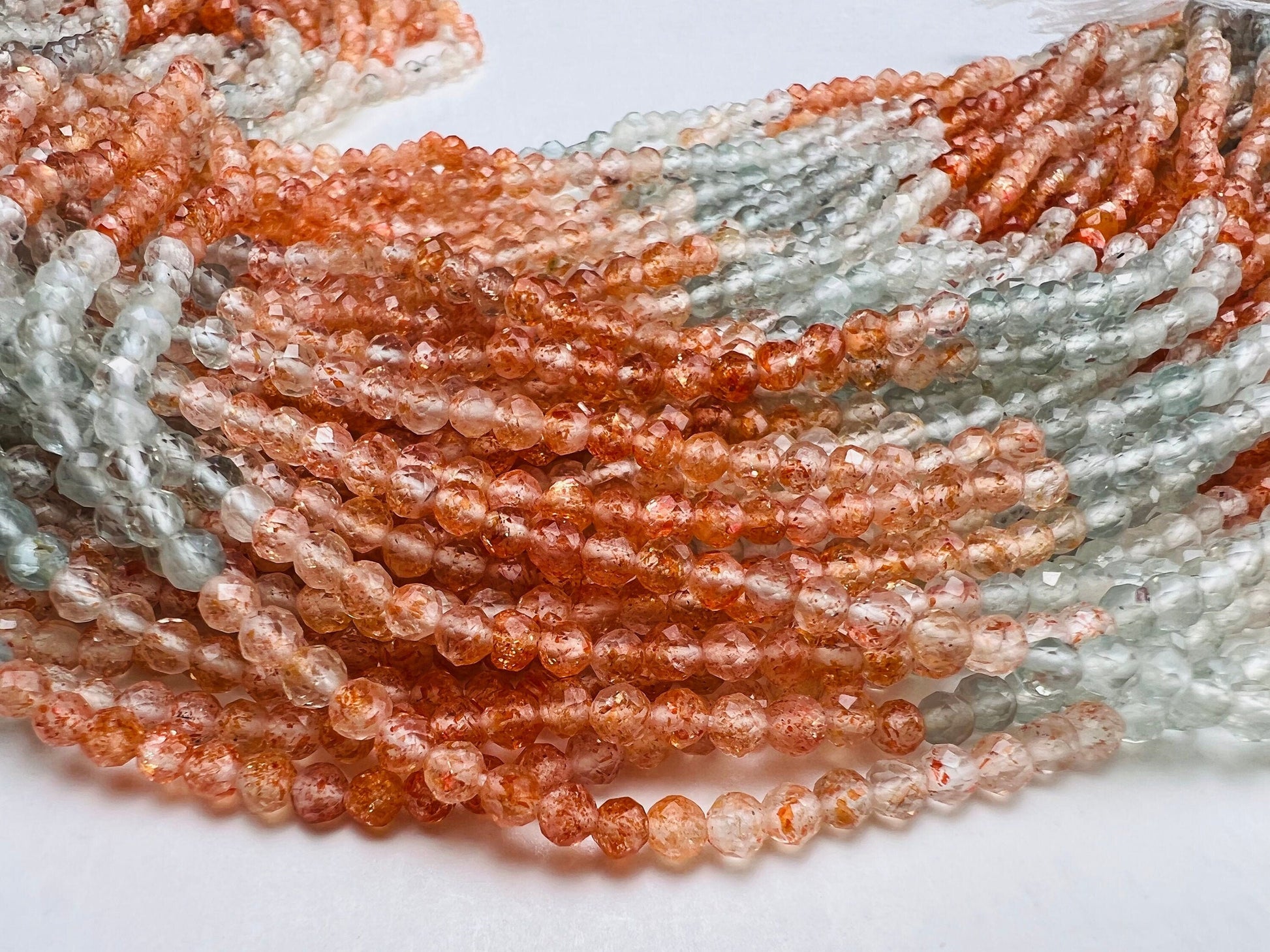 Genuine Oregon Sun Stone faceted Round 3-3.5mmFlashy Beads Rainbow Sunstone Beads 12” Strand