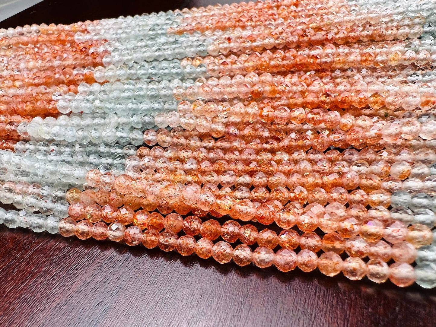 Genuine Oregon Sun Stone faceted Round 3-3.5mmFlashy Beads Rainbow Sunstone Beads 12” Strand