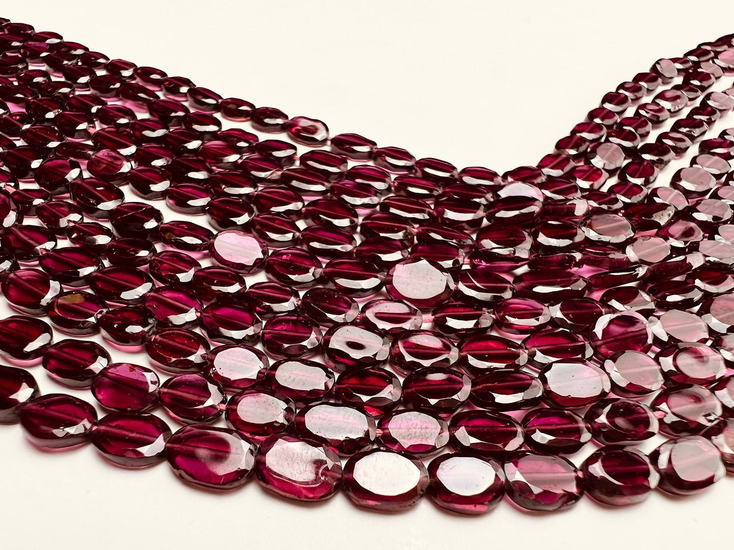 Mozambique Garnet AAA Smooth Flat Oval 4.5-5x6-6.5 Jewelry Making, Rich Merlot Natural Gemstone beads 14” strand . Single or bulk