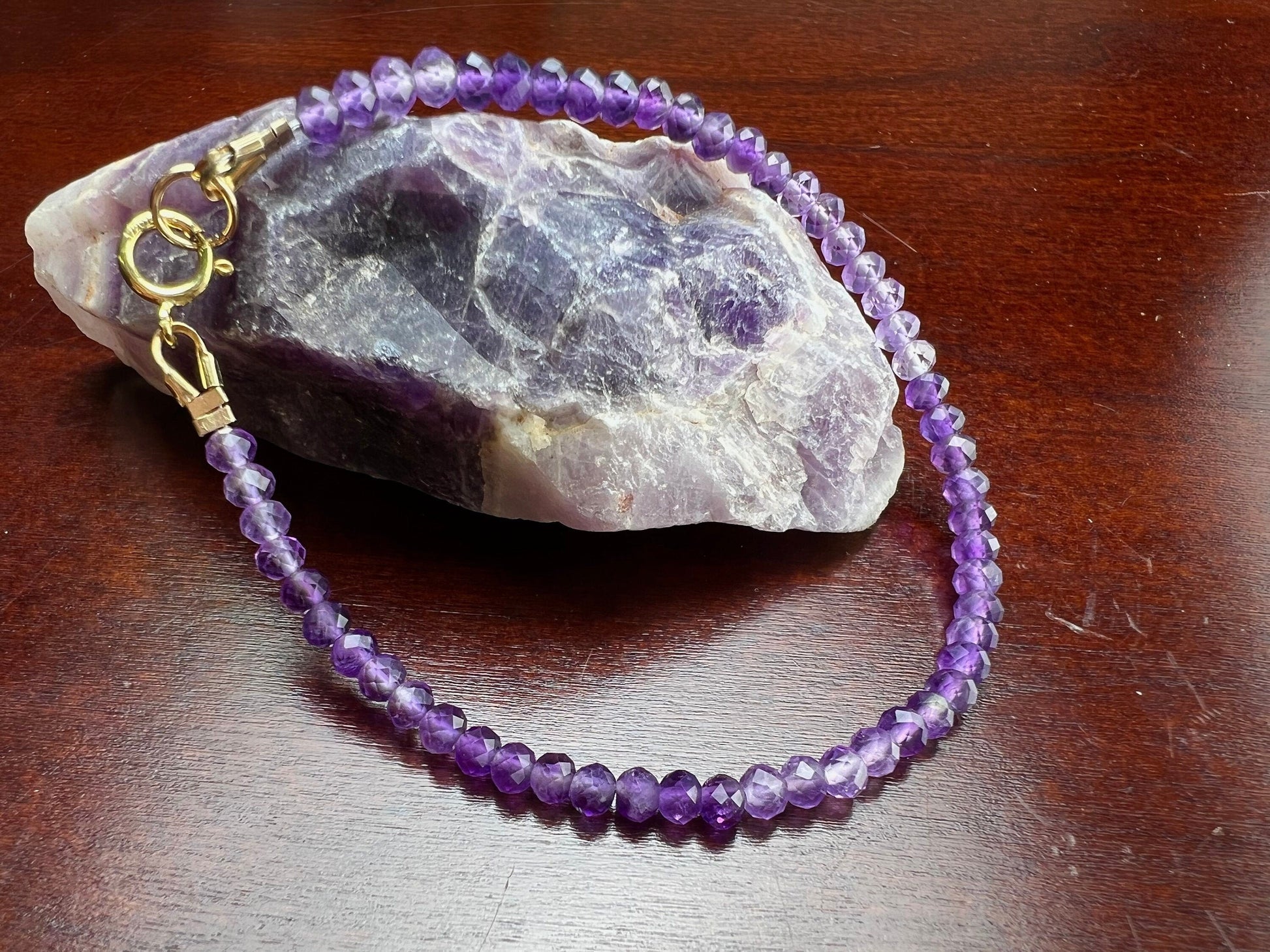 Amethyst Ombré Shaded 3.5mm Faceted Bracelet in 14k Gold Filled lobster Clasp and findings , healing Chakra gift