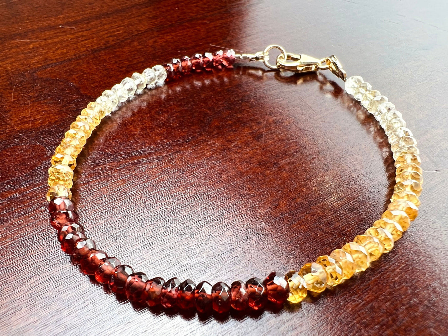 Garnet , Citrine 4mm Faceted Bracelet in 14k Gold Filled or 925 Sterling Silver, lobster Clasp and findings , healing , energy Chakra gift