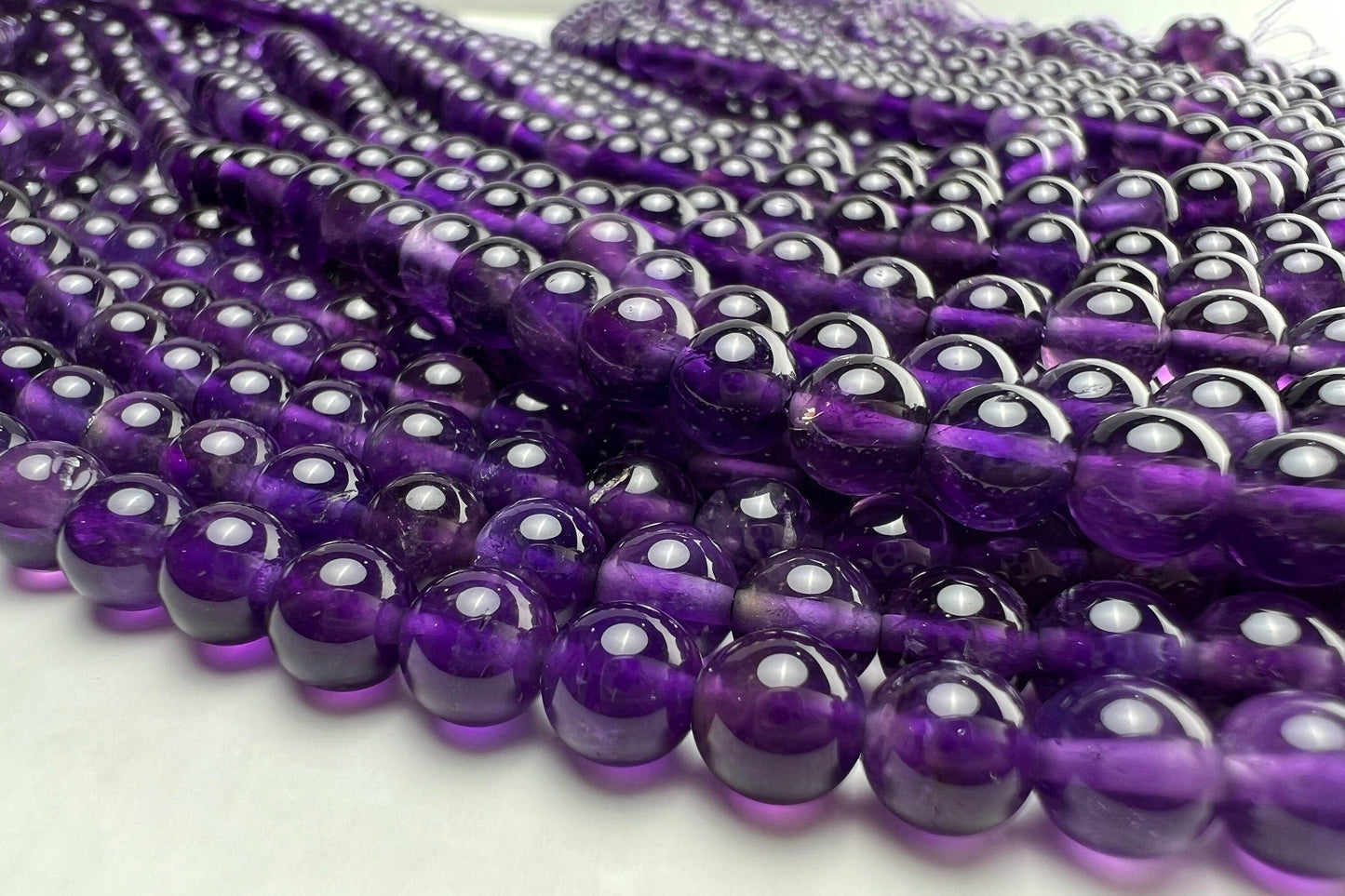 Natural Amethyst Smooth Round 6mm AAA quality Jewelry Making Necklace, Bracelet, DIY Gemstone Purple Smooth Round Beads 15&quot; (70 pcs)Strand