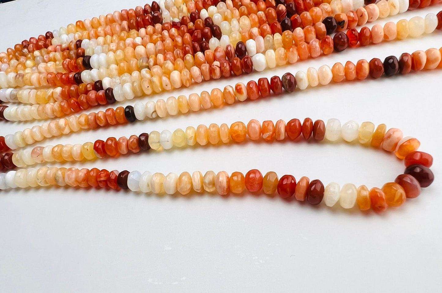 Natural Mexican Fire Opal 6-6.5mm smooth Shaded Ombre Orange Roundel natural Beads, Jewelry Making AAA quality 7”and 14” strand