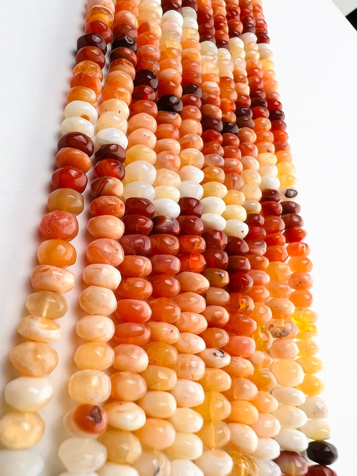 Natural Mexican Fire Opal 6-6.5mm smooth Shaded Ombre Orange Roundel natural Beads, Jewelry Making AAA quality 7”and 14” strand