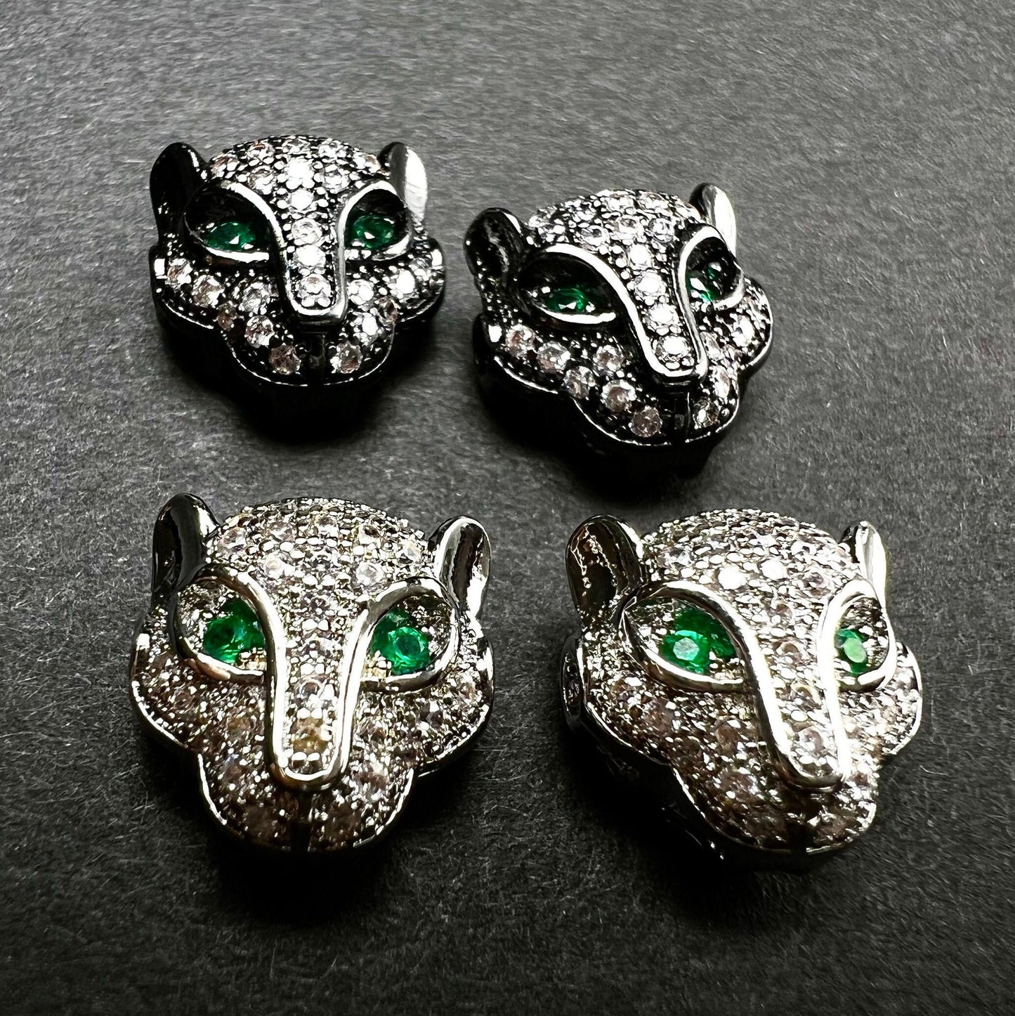 CZ Leopard micro pave diamond style spacer Bead high quality 11x11 mm cubic Zirconia leopard emerald eye for jewelry making charm bead